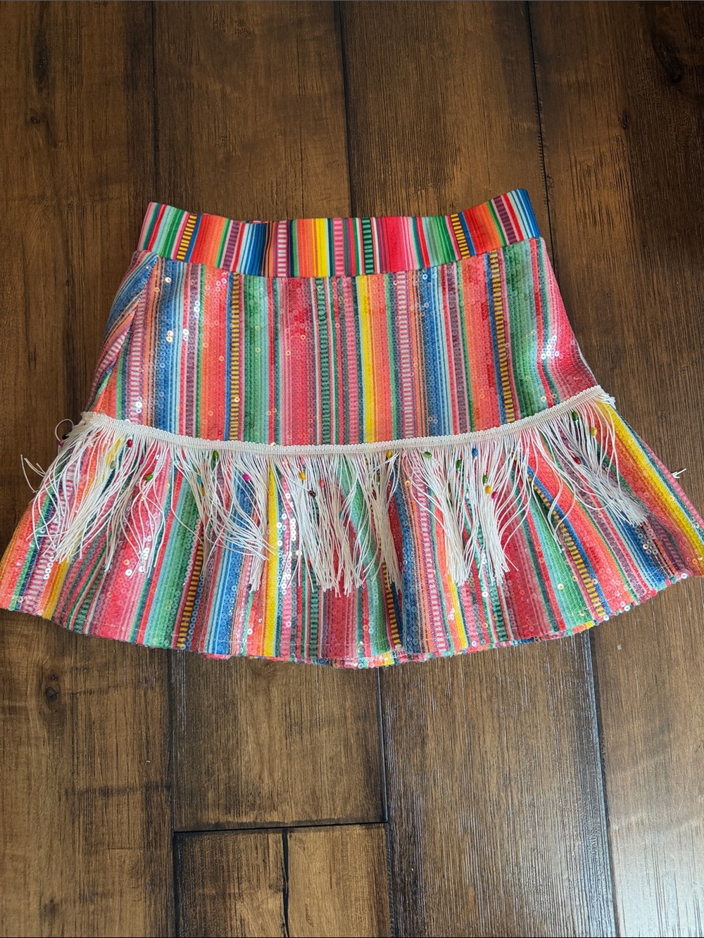 Queen of Sparkles Multicolor Fringe Mini Skirt